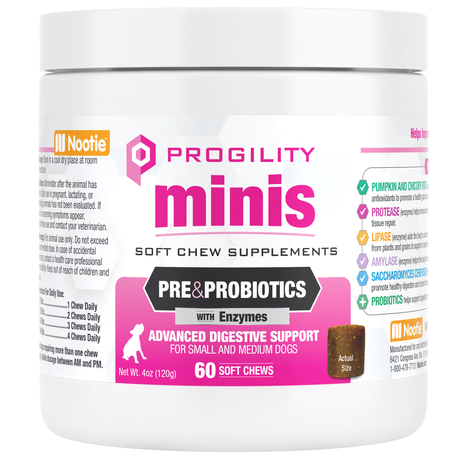 Progility Minis Pre & Probiotics Soft Chew Supplement | For Small & Medium Size Dogs