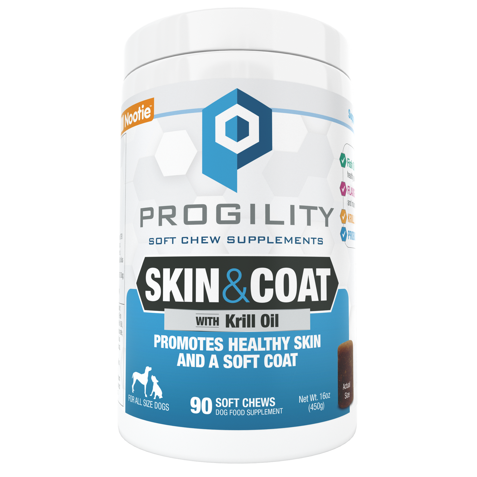 Progility Skin & Coat Soft Chew Supplement for Dogs | Supports Healthy Skin & A Shiny Coat